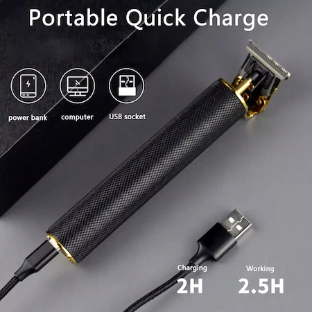 Profesionalni trimer za konture brade, bežični noževi od nehrđajućeg čelika i USB punjač 1,5 mm 3 mm 6 mm 9 mm