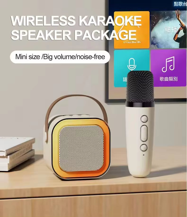 Prijenosni Bežični Zvučnik s LED Osvjetljenjem, Zvukom i Bežičnim Mikrofonom Karaoke BT