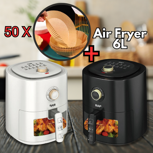 Ponuda: Air Fryer Kapacitet 6L, 1500W, Cirkulacija Zraka 360° + Set 50 Papira za Pečenje za AirFryer