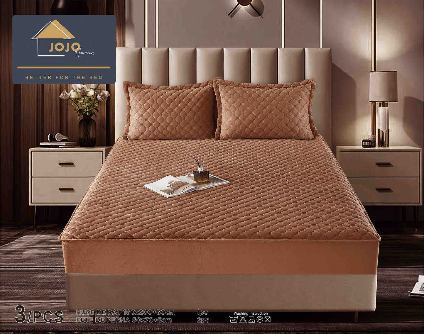 Set Navlake za Krevet od Baršuna s Elastičnom Trakom, 160 x 200cm i 2 Navlake za Jastučiće 50 x 70cm