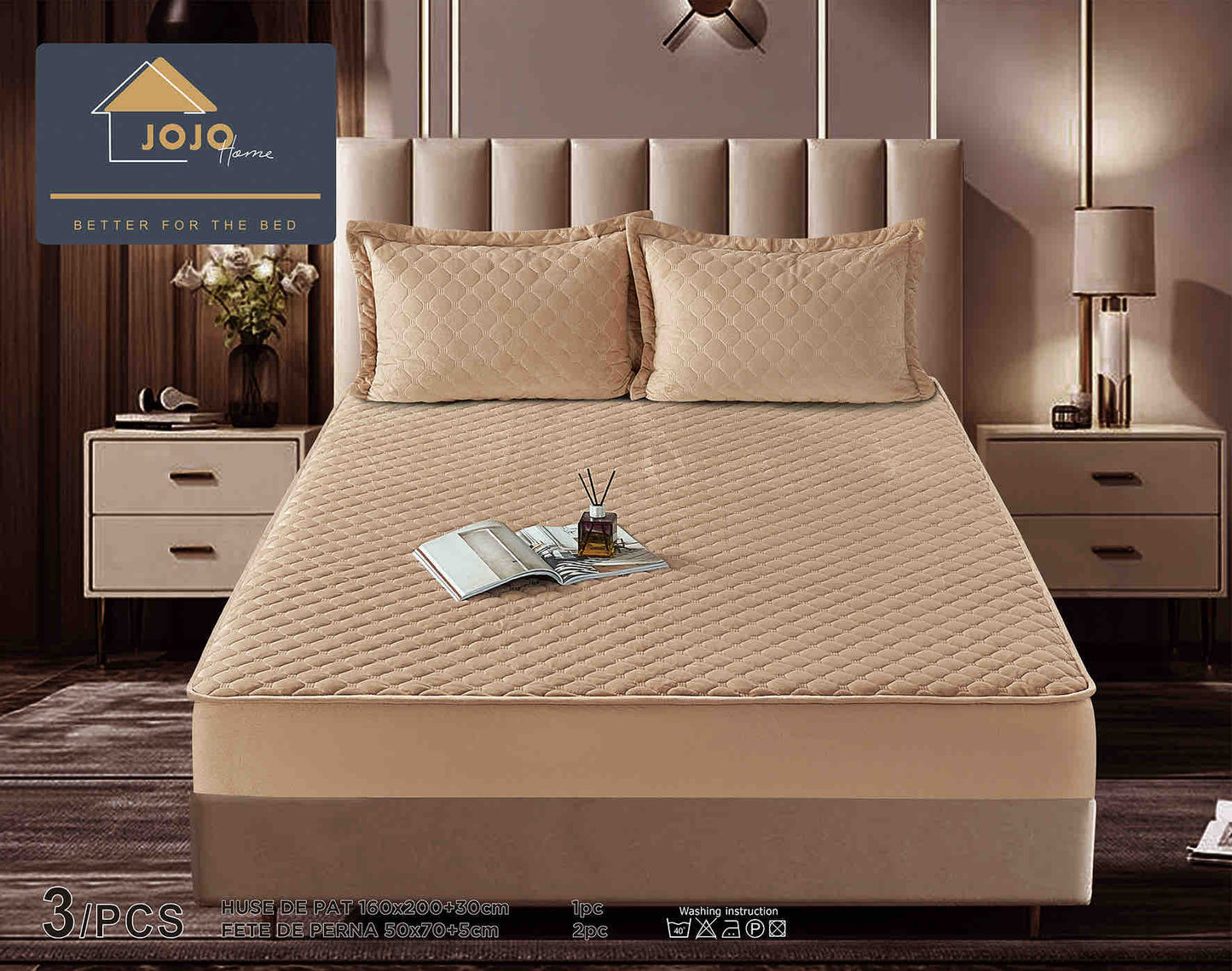 Set Navlake za Krevet od Baršuna s Elastičnom Trakom, 160 x 200cm i 2 Navlake za Jastučiće 50 x 70cm