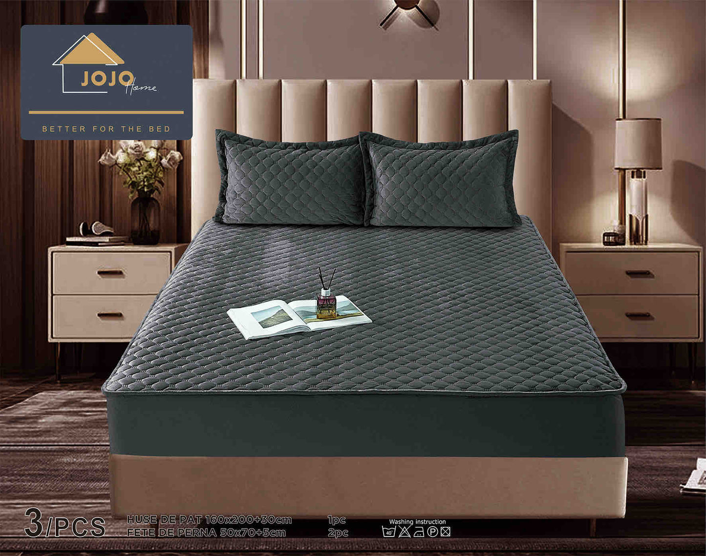 Set Navlake za Krevet od Baršuna s Elastičnom Trakom, 160 x 200cm i 2 Navlake za Jastučiće 50 x 70cm