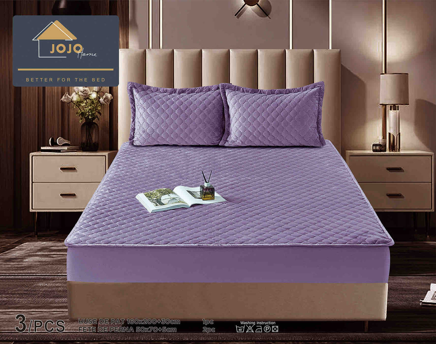 Set Navlake za Krevet od Baršuna s Elastičnom Trakom, 160 x 200cm i 2 Navlake za Jastučiće 50 x 70cm