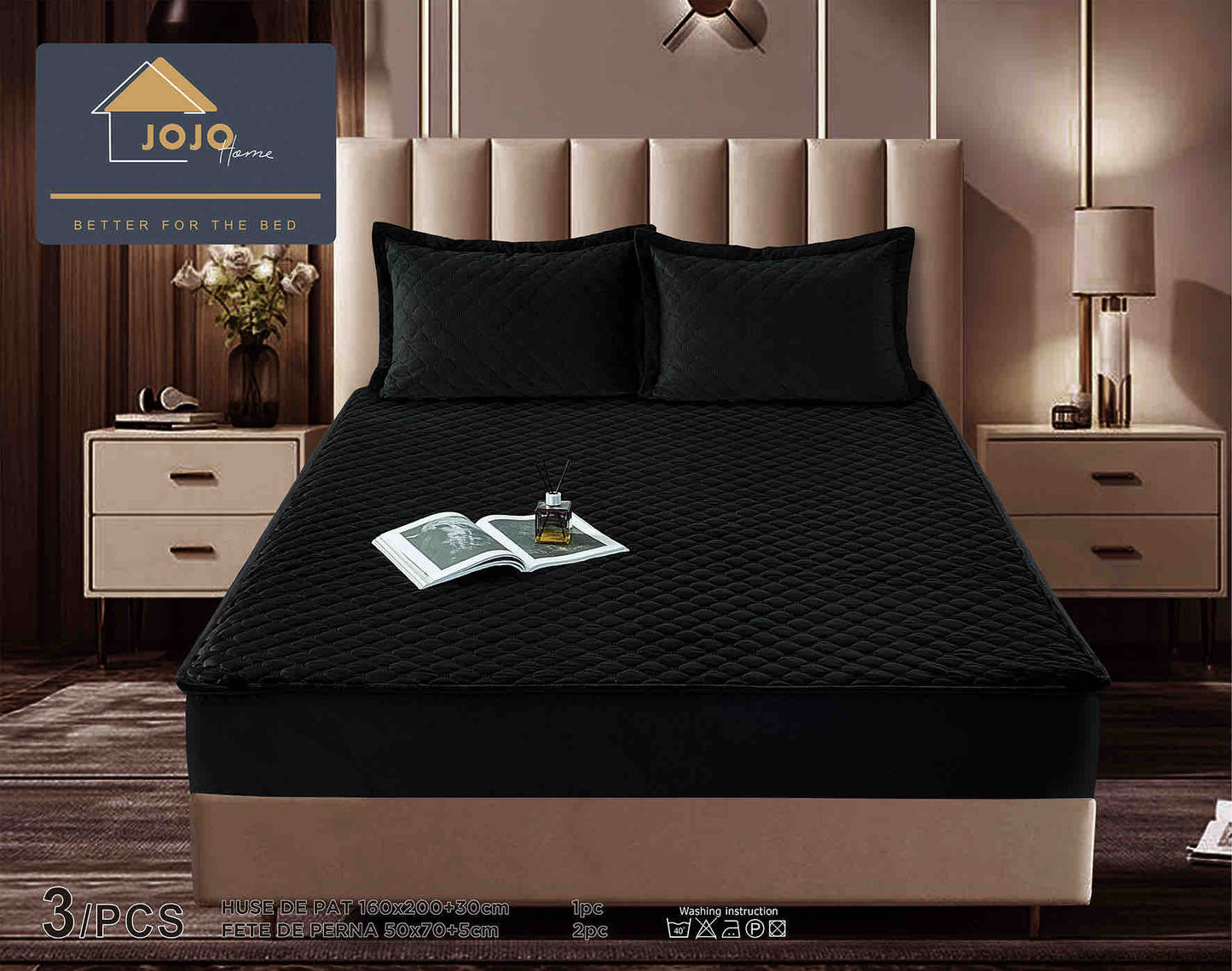 Set Navlake za Krevet od Baršuna s Elastičnom Trakom, 160 x 200cm i 2 Navlake za Jastučiće 50 x 70cm