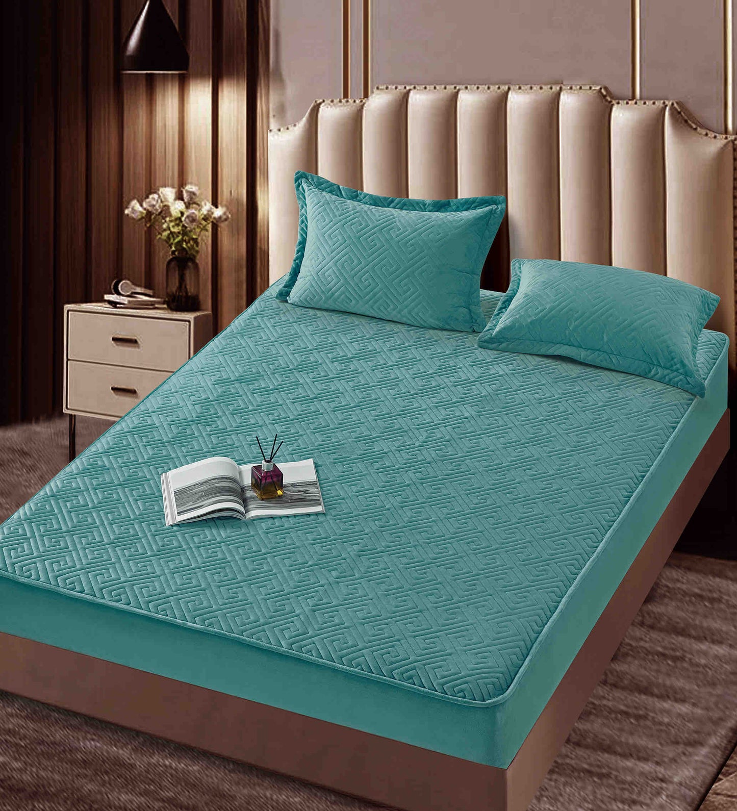 Set Navlake za Krevet od Baršuna s Elastičnom Trakom, 160 x 200cm i 2 Navlake za Jastučiće 50 x 70cm