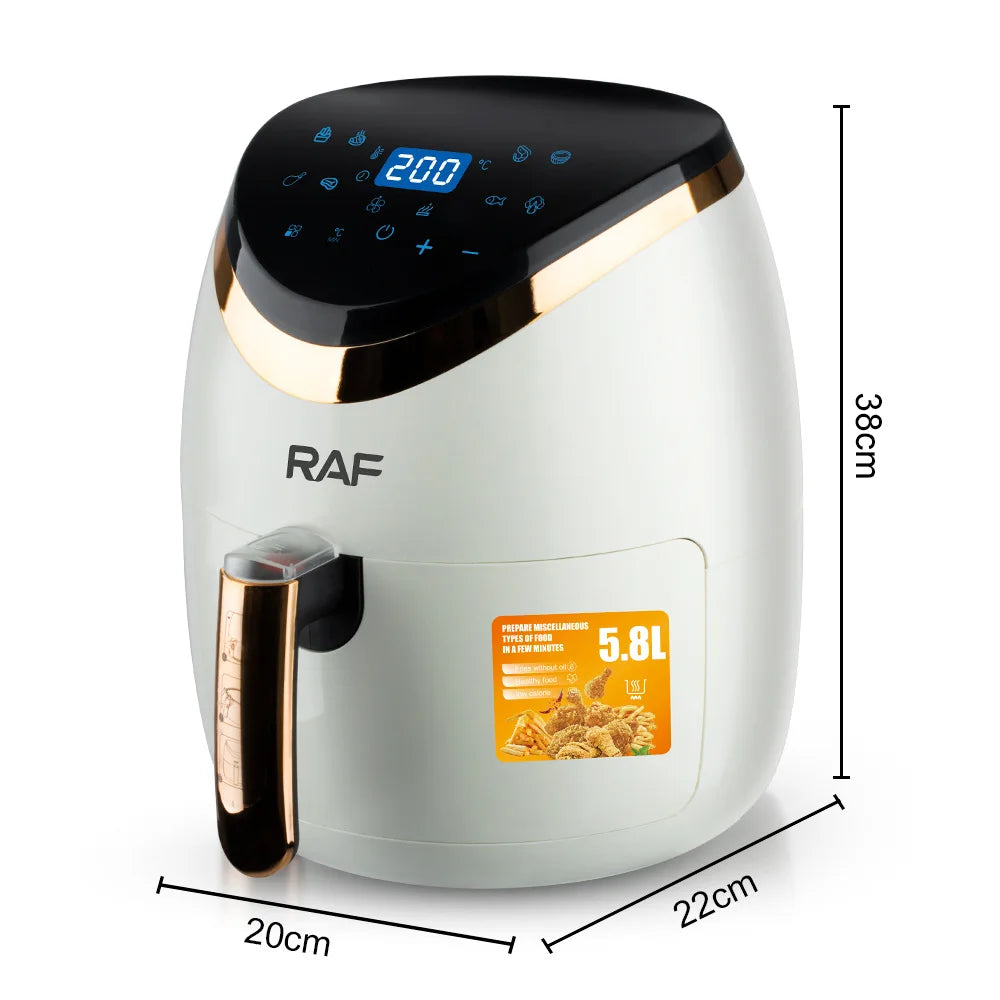 Ponuda: Air Fryer Deluxe Kapacitet 5.8L, 1500W, Cirkulacija Zraka 360°, Dodirni Ekran + Set 50 Papira za Pečenje za AirFryer