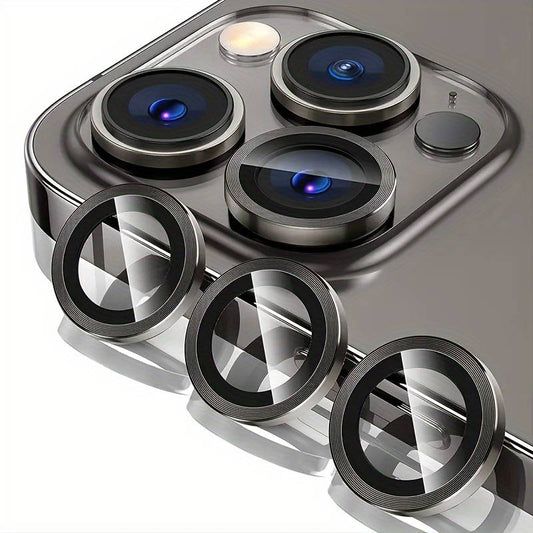 Film HD Clear Metal + Kaljeno Staklo za Zaštitu Naprednog Fotoaparatskog Objektiva za iPhone (Crno)
