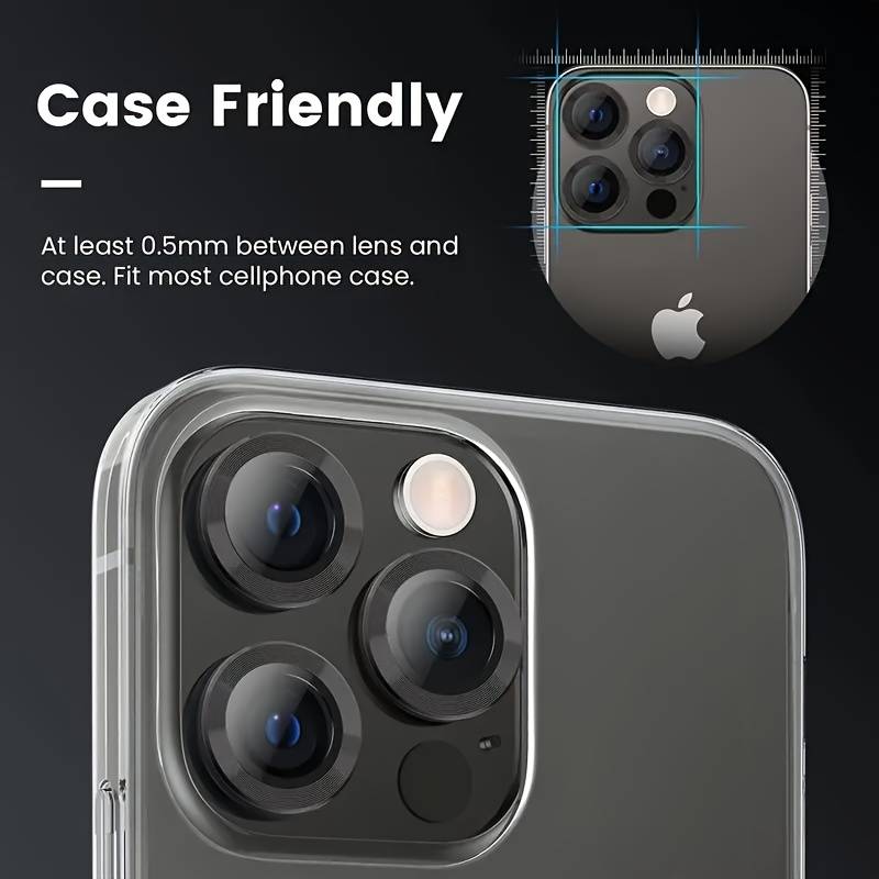 Film HD Clear Metal + Kaljeno Staklo za Zaštitu Naprednog Fotoaparatskog Objektiva za iPhone (Crno)