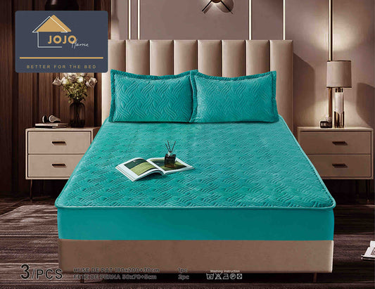 Set Navlake za Krevet od Baršuna s Elastičnom Trakom, 180 x 200cm i 2 Navlake za Jastučiće 50 x 70cm