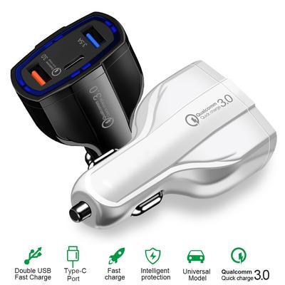 BRZO PUNJENJE 12V / 3.5A, AUTO PUNJAČ 7A, 2 USB PORTA, 1 TIP C PORT + KABEL