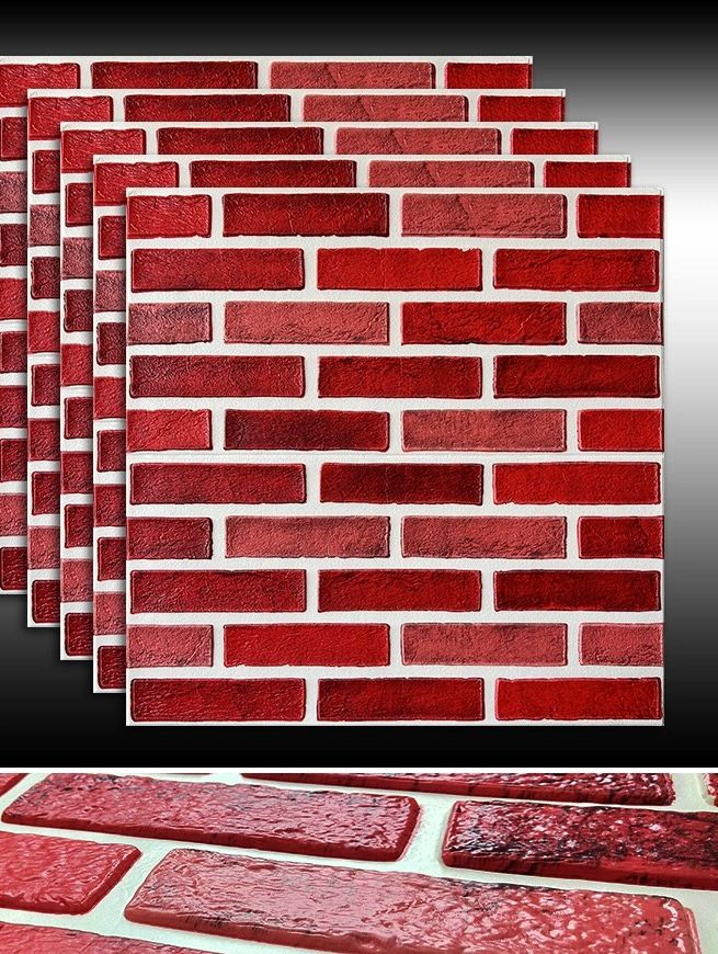 Samoljepljiva Tapeta 3D s Teksturom Cigle, 68 x 68 cm, Debljina 0.70 mm