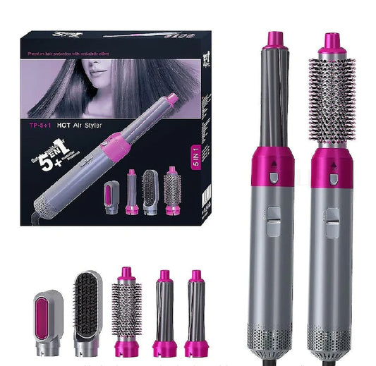 5 u 1 set za oblikovanje s izmjenjivim glavama, ISOBEL, 3 koraka, 1000 W, roza/siva